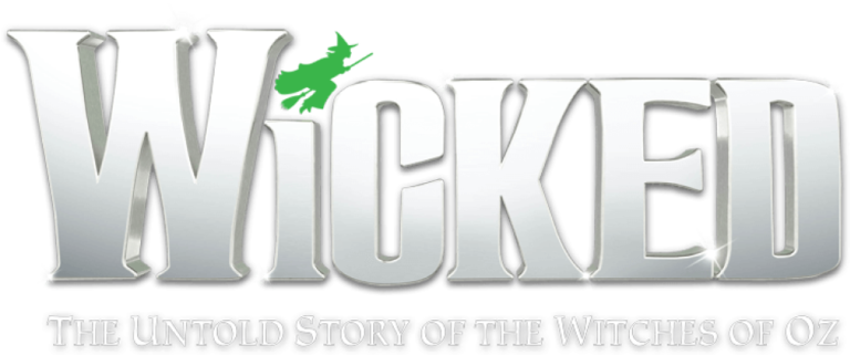 The grey and green logo for the Broadway show Wicked